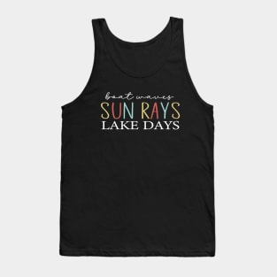 Boat Waves Sun Rays Lake Days Cute Summer Vacation Mom Tank Top